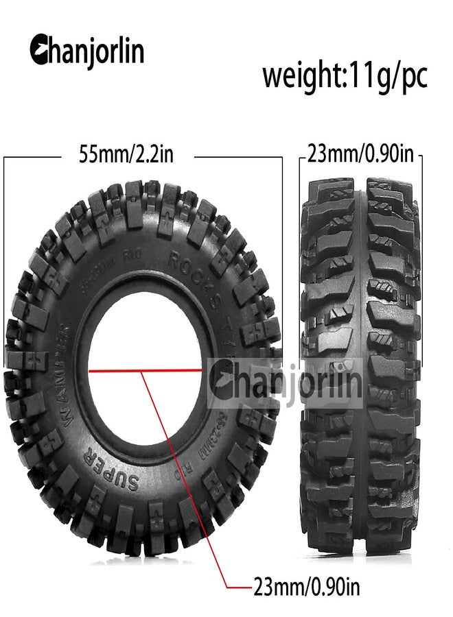 Chanjorlin 1.0 RC Tires OD 55mm 1/24 Crawler Wheels Tires 1/18 All Terrain Soft Rubber Mud Slingers Tyres with Foam Insert for 1:24 1:18 Rock Crawler Car Axial SCX24 FMS AX24 FCX18 FCX24 TRX4M 4PCS - Image 2